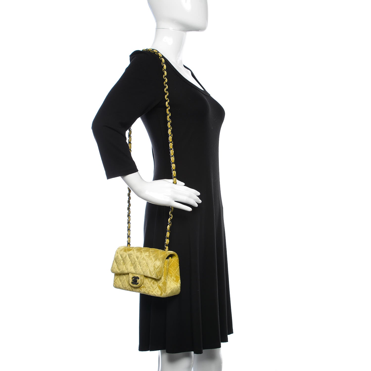 Chanel Velvet Quilted Mini Rectangular Flap Yellow 2 of 11