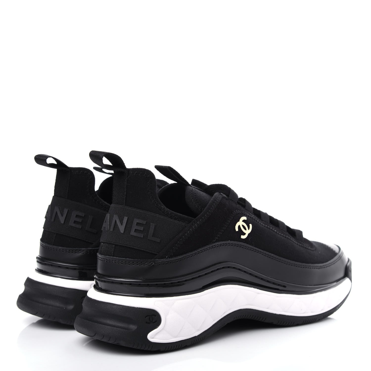 Chanel Velvet Calfskin Mixed Fibers CC Sneakers 38.5 Black 4 of 11