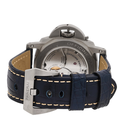 Panerai Titanium Alligator 47mm Luminor Equation of Time GMT Manual Winding Watch Blue PAM00670 3 of 4