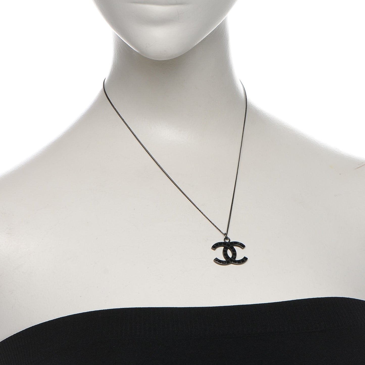 Ruthenium Baguette Crystal CC Necklace Black