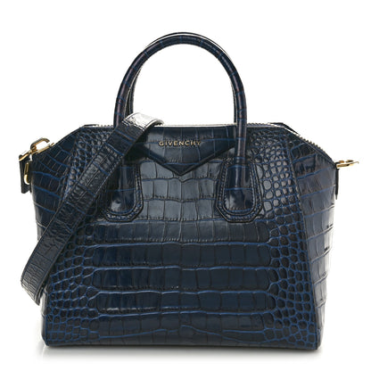 Givenchy Calfskin Crocodile Embossed Small Antigona Deep Blue 1 of 11