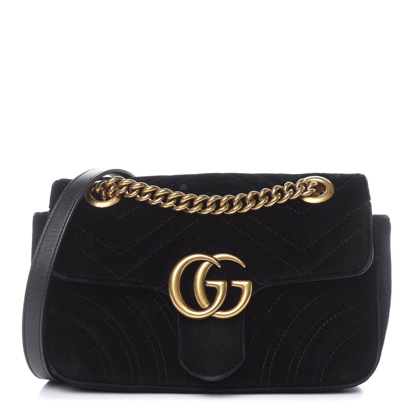 Velvet Matelasse Mini GG Marmont Shoulder Bag Black
