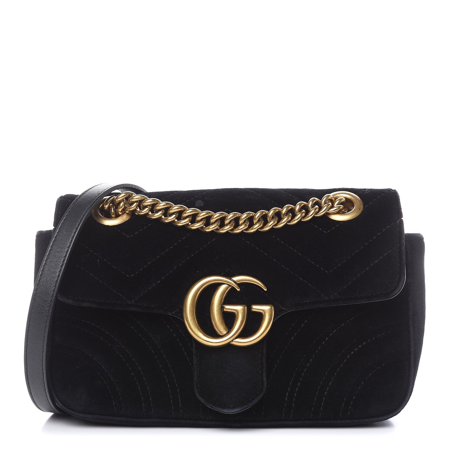 Gucci Velvet Matelasse Mini GG Marmont Shoulder Bag Black 1 of 15