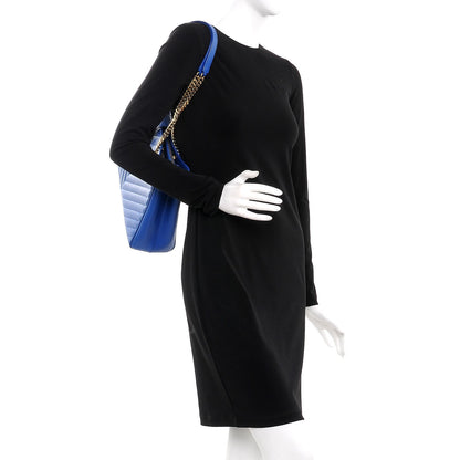 Saint Laurent Grain De Poudre Matelasse Chevron Monogram Shopping Bag Blue Majorelle 2 of 12