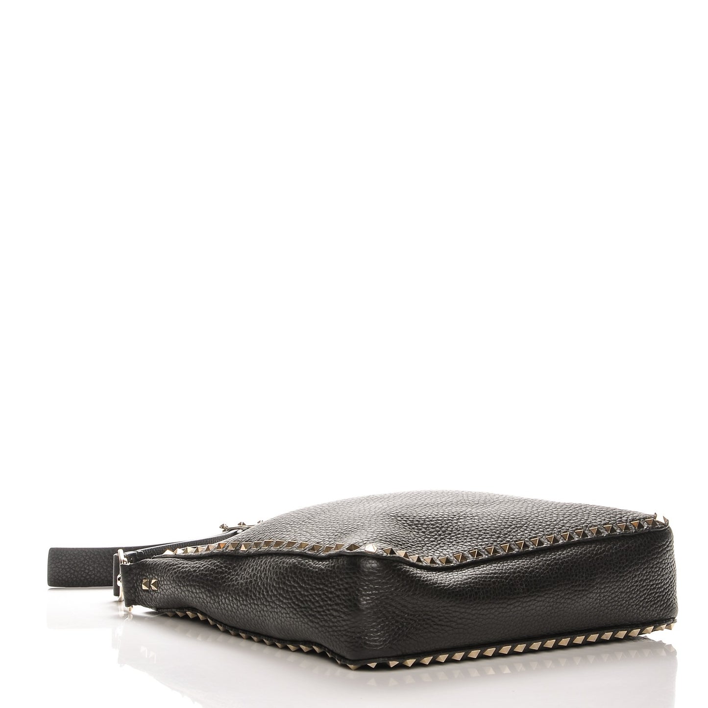 Pebbled Calfskin Large Rockstud Flip-Lock Messenger Bag Black