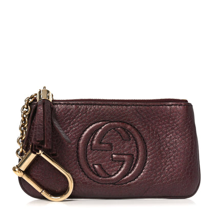 Gucci Metallic Pebbled Calfskin Soho Key Case Burgundy 1 of 8
