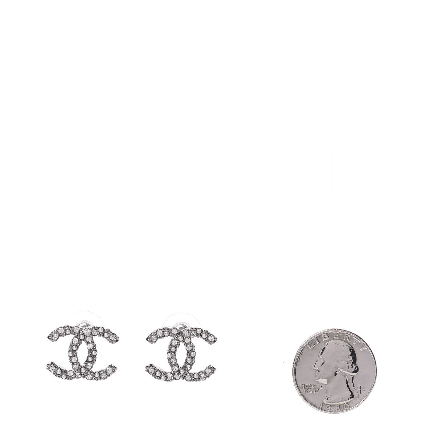 Chanel Ruthenium Crystal Pearl Caviar Earrings 2 of 5
