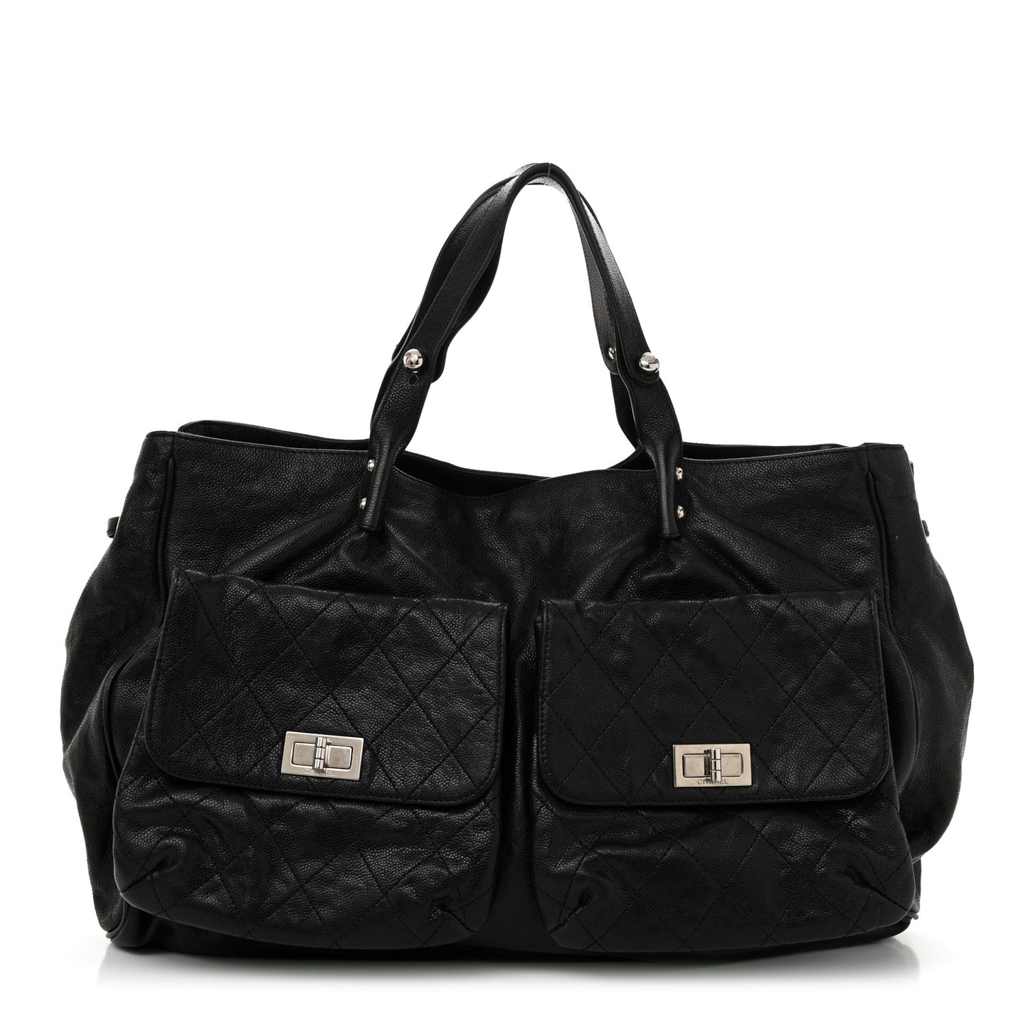 Glazed Caviar Reissue Double Pocket In The City Tote Black