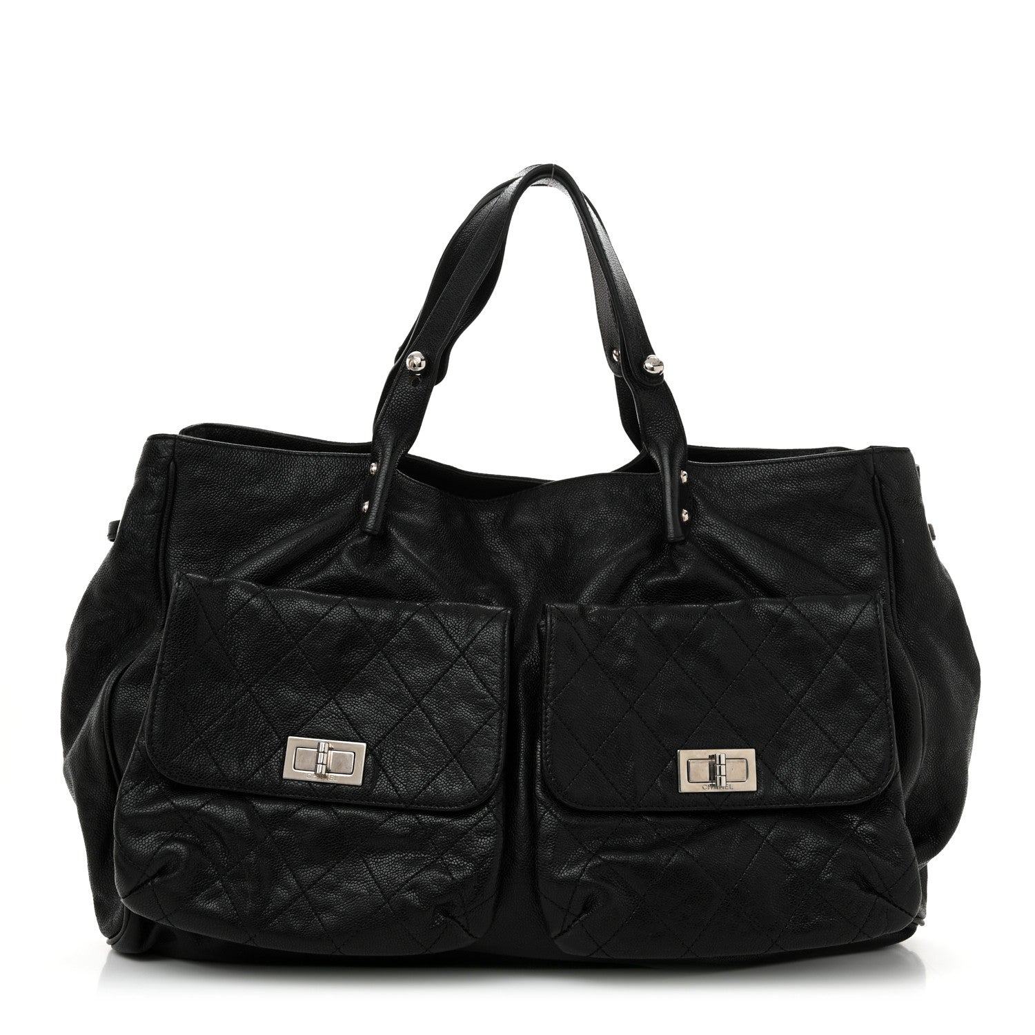 Chanel Glazed Caviar Reissue Double Pocket In The City Tote Black 1 of 13