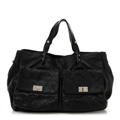 Chanel Glazed Caviar Reissue Double Pocket In The City Tote Black 1 of 13