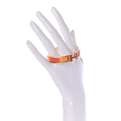 Hermes Enamel Narrow Clic Clac H Bracelet PM Rainbow Orange 2 of 6