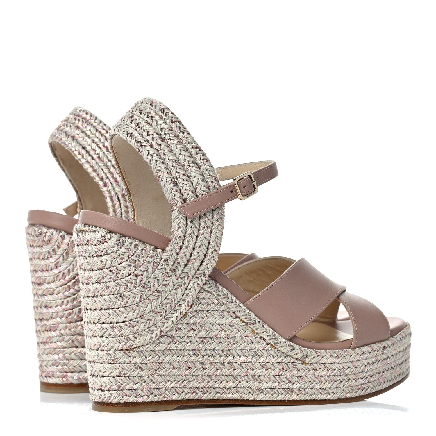 Jimmy Choo Nappa Dellena 100 Espadrille Wedges 36 Ballet Pink 3 of 8