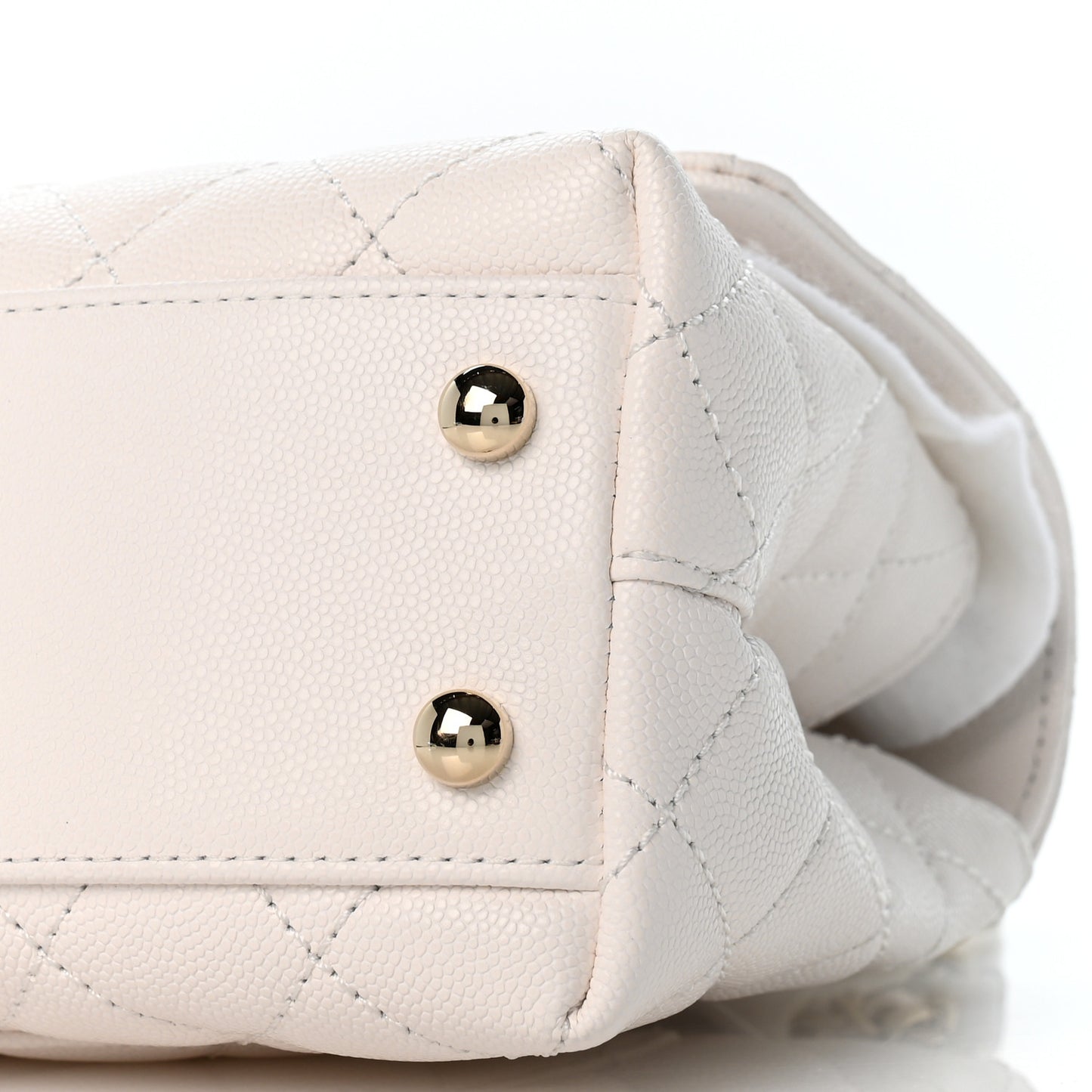 Caviar Quilted Mini Coco Handle Flap White