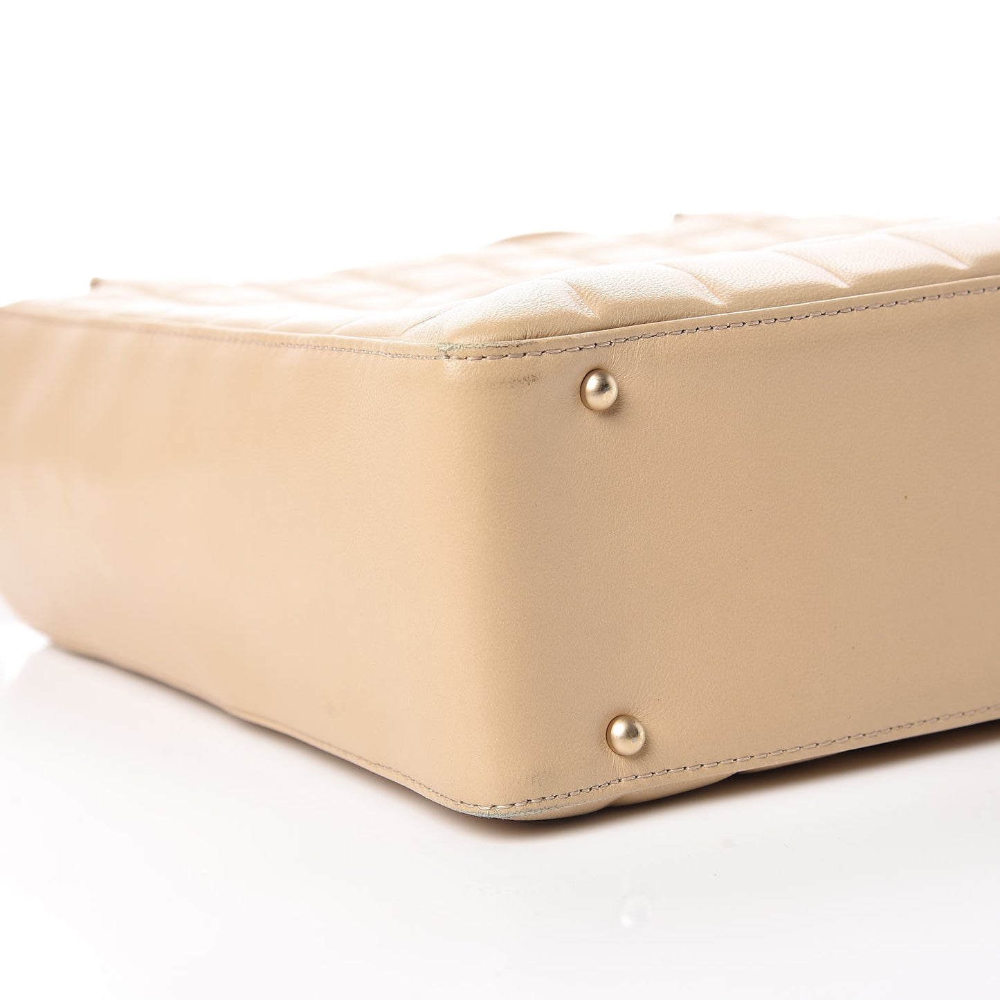 Lambskin Chocolate Bar Quilted Small Shoulder Bag Beige