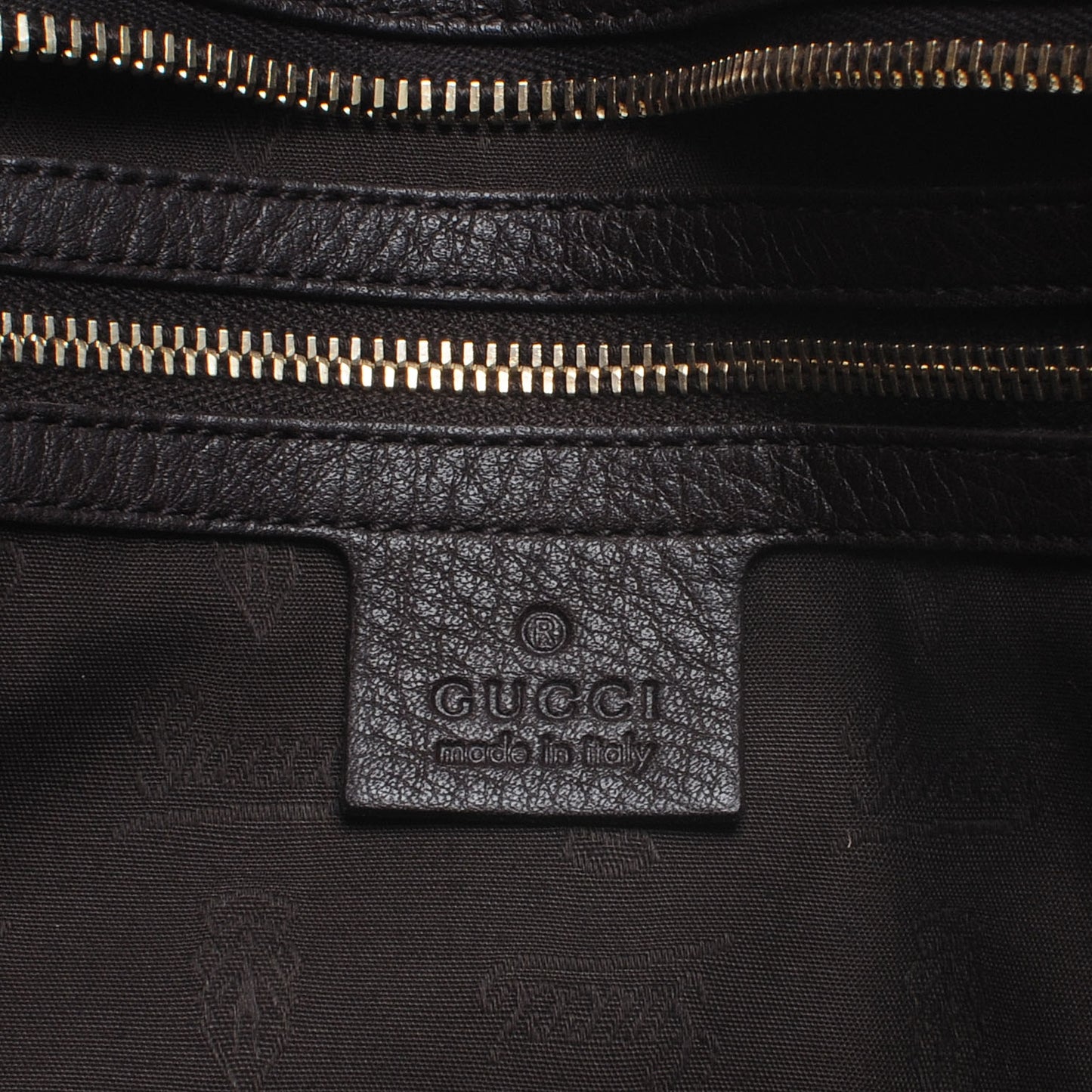 Leather Large Web Heritage Tote Dark Brown