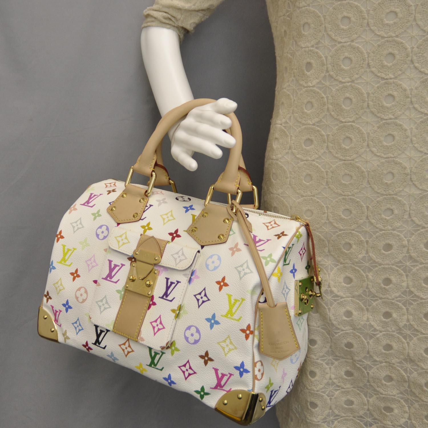 Louis Vuitton Monogram Multicolor Speedy 30 White 2 of 7