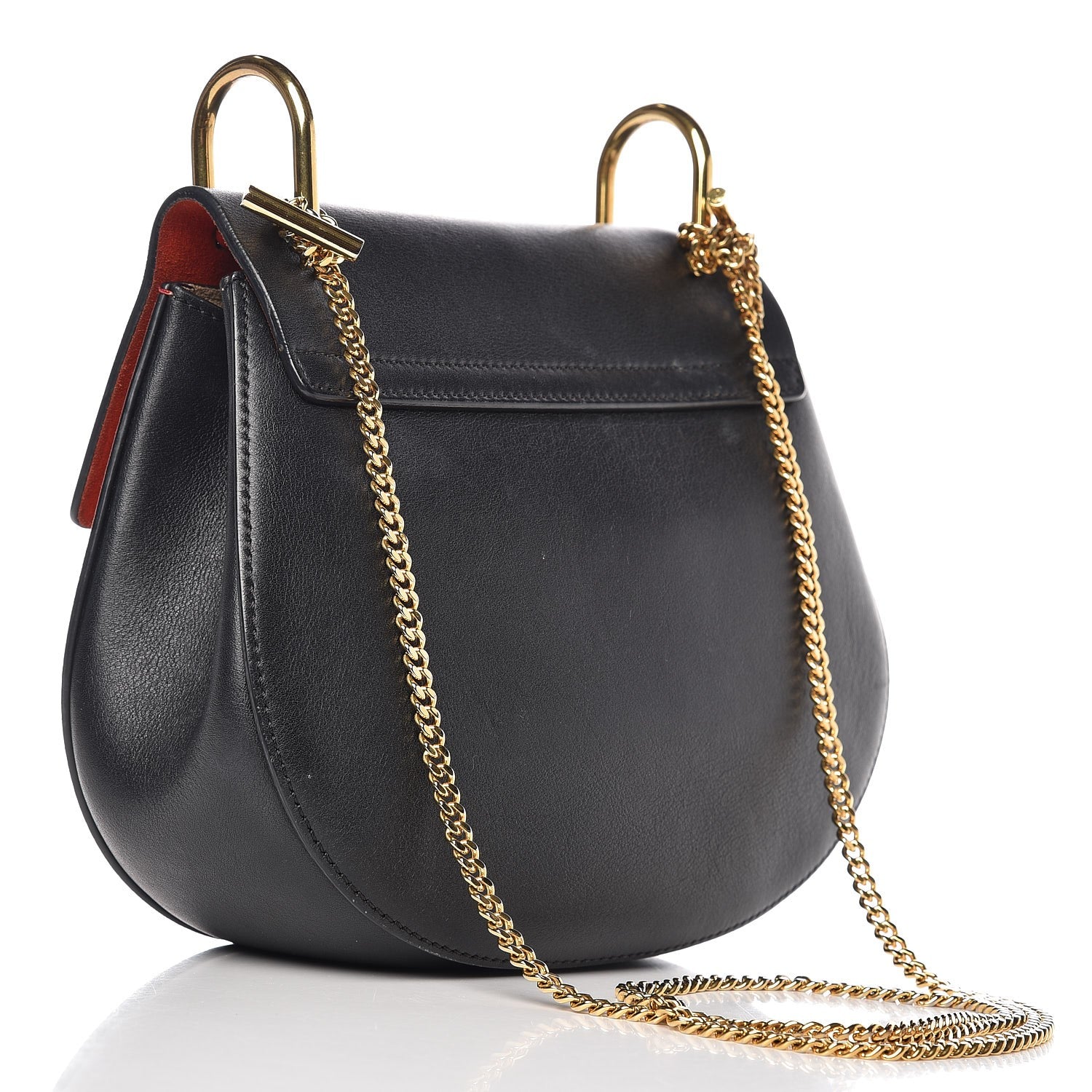 Chloe Suede Smooth Calfskin Drew Shoulder Bag Plaid Red 3 of 12