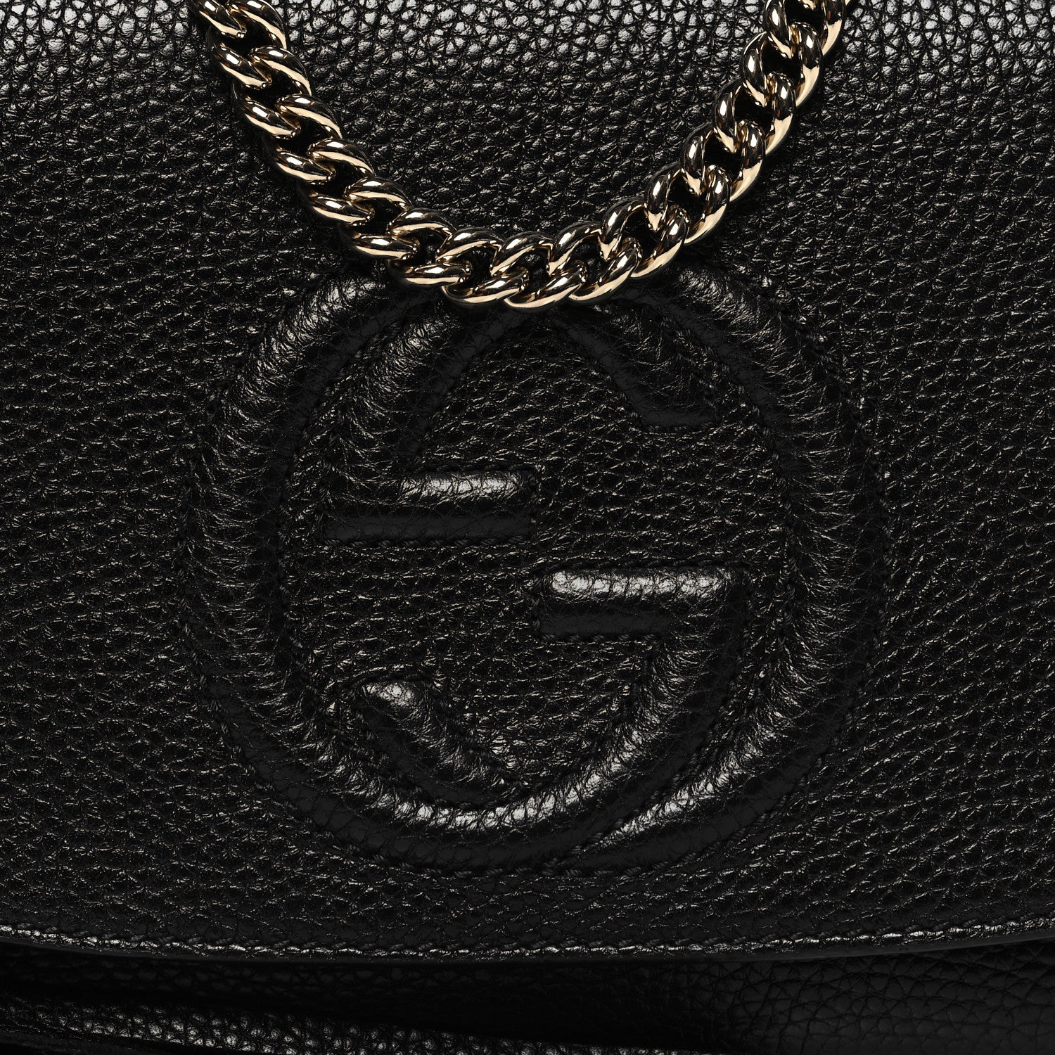 Gucci Pebbled Calfskin Medium Soho Flap Crossbody Black 8 of 10