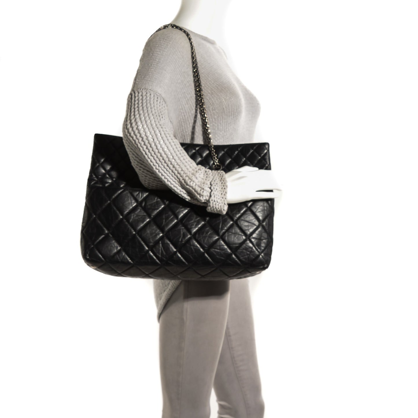 Aged Calfskin Reissue 2.55 Tote Black