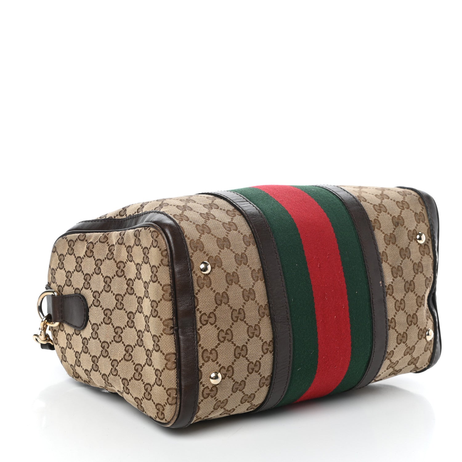 Gucci Monogram Vintage Web Medium Boston Dark Brown 4 of 10