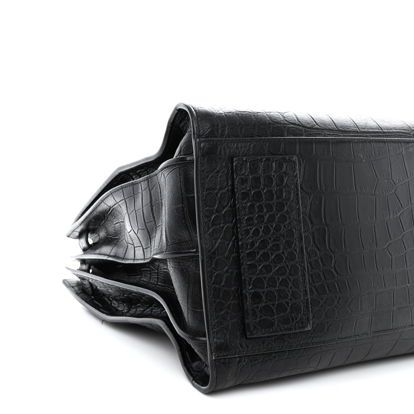 Calfskin Crocodile Embossed Large Souple Sac De Jour Black