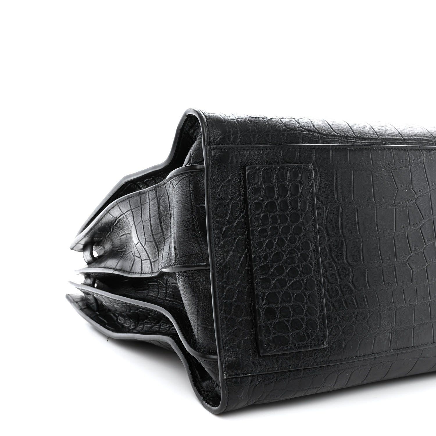 Saint Laurent Calfskin Crocodile Embossed Large Souple Sac De Jour Black 9 of 13