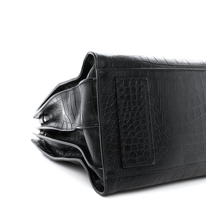 Saint Laurent Calfskin Crocodile Embossed Large Souple Sac De Jour Black 9 of 13