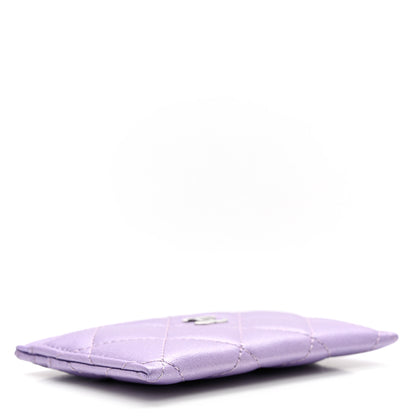 Chanel Metallic Lambskin Quilted Card Holder Light Purple 3 of 8
