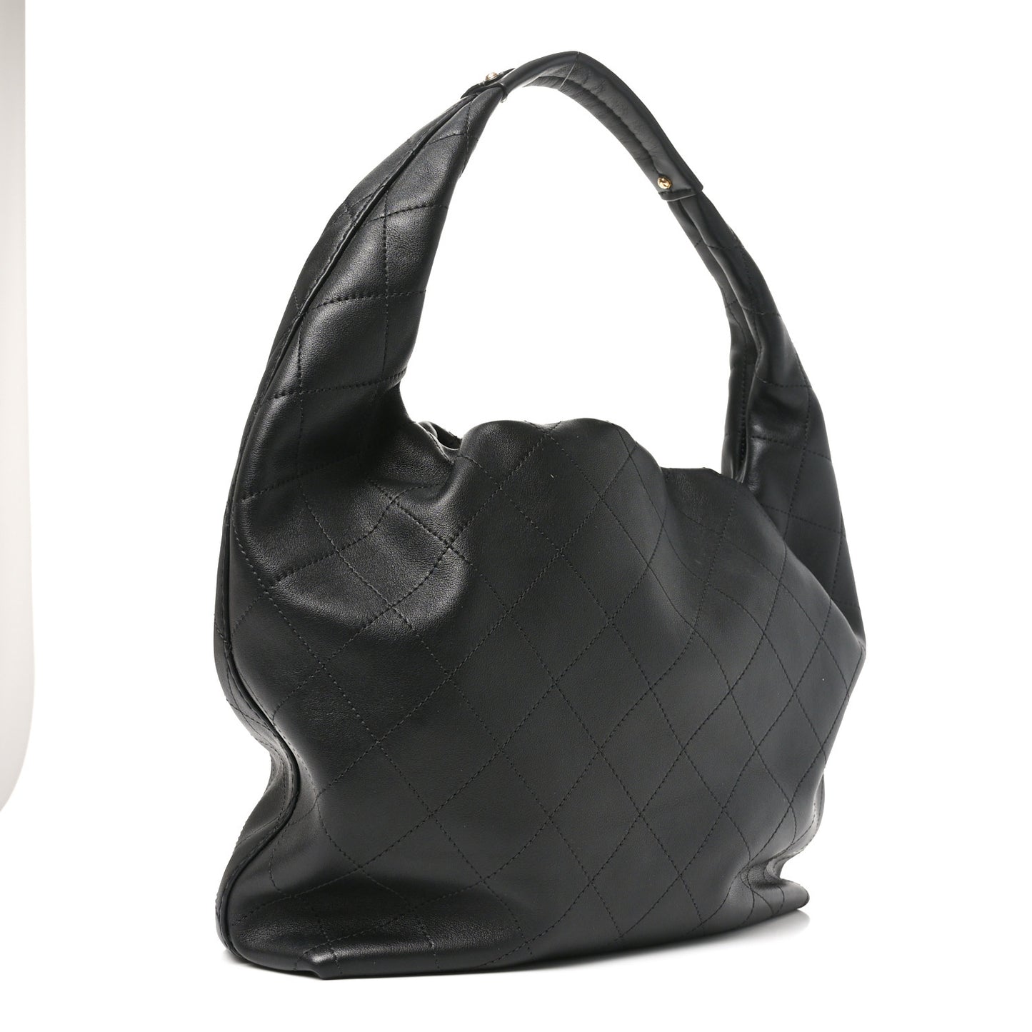 Calfskin Quilted Small Maxi Hobo Black