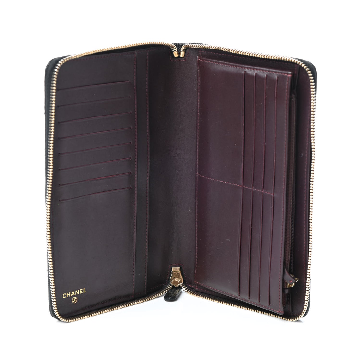 Caviar Quilted Large Zip Around Organizer Wallet Black