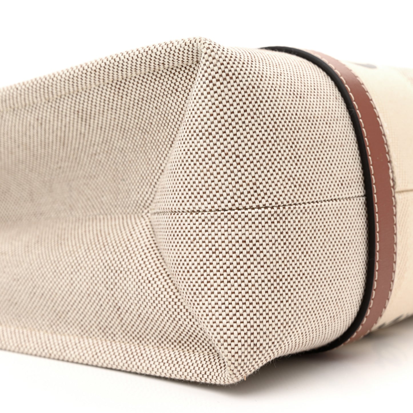 Cotton Calfskin Medium Woody Ribbon Tote White Brown