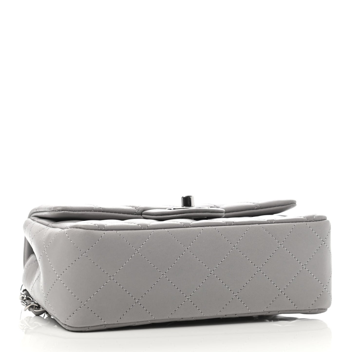 Lambskin Quilted Mini Rectangular Flap Grey