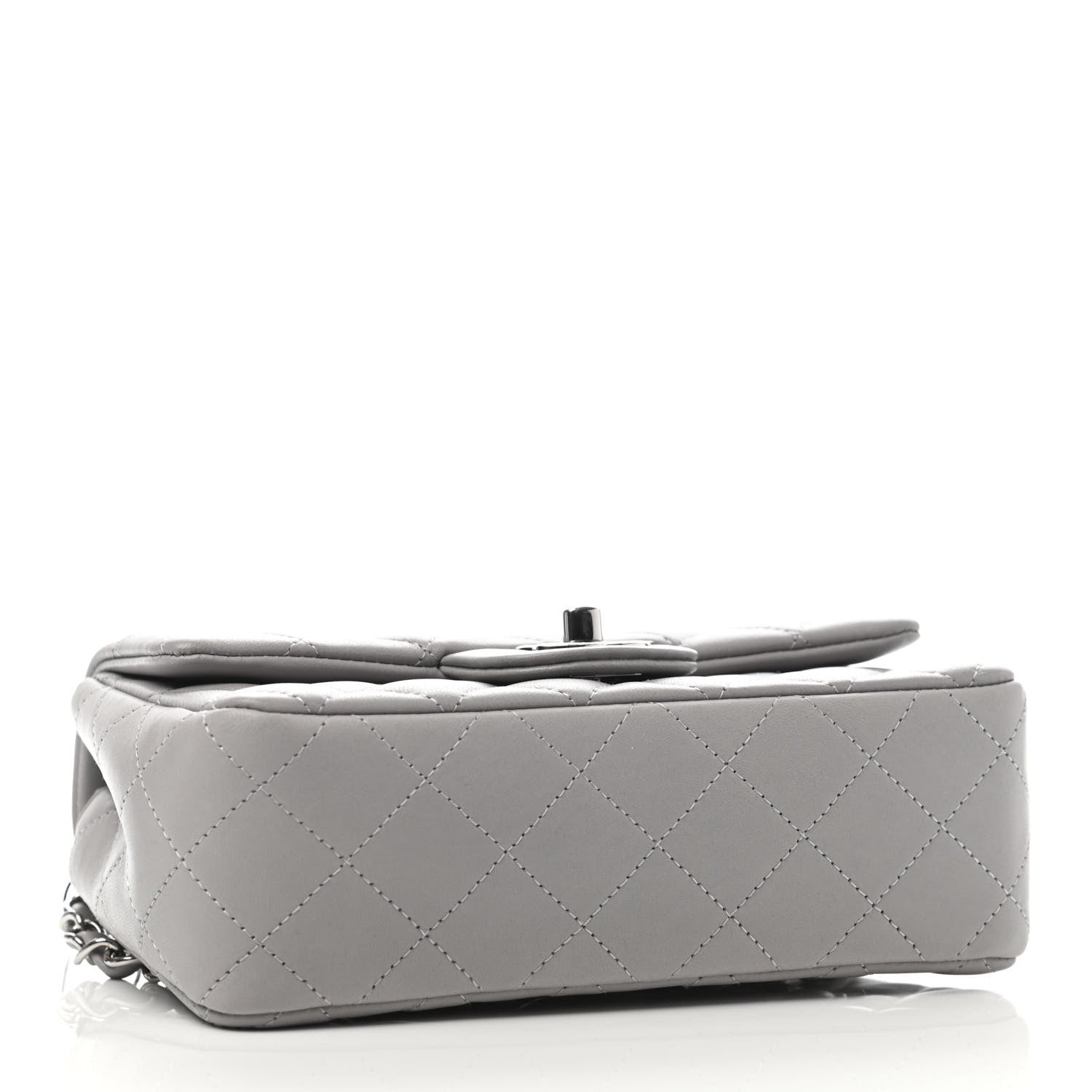 Chanel Lambskin Quilted Mini Rectangular Flap Grey 3 of 10