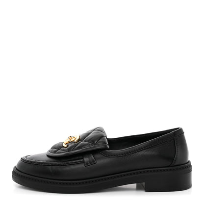 Chanel Lambskin Quilted CC Turnlock Loafers 35.5 Black 1 of 12