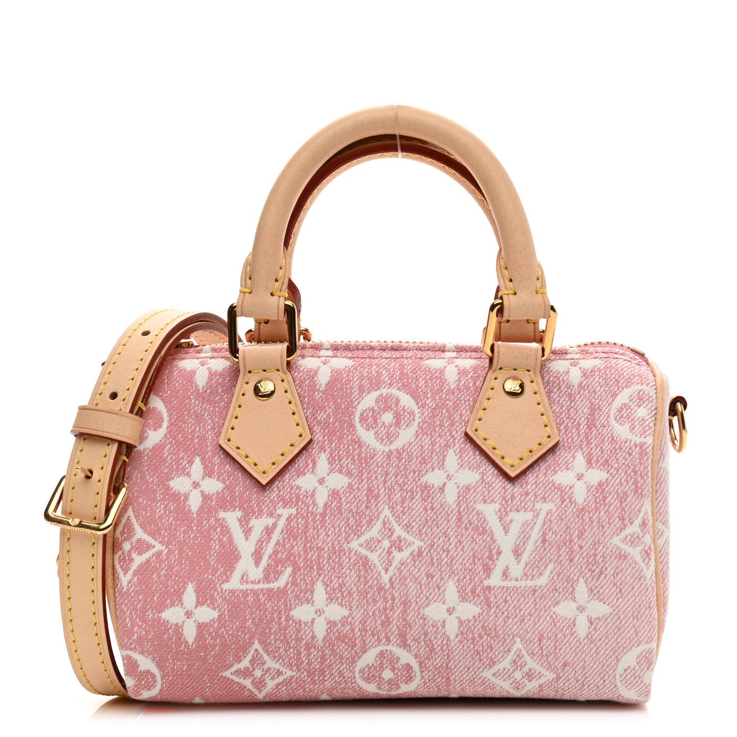 Monogram Jacquard Denim Nano Speedy Bandouliere Pink