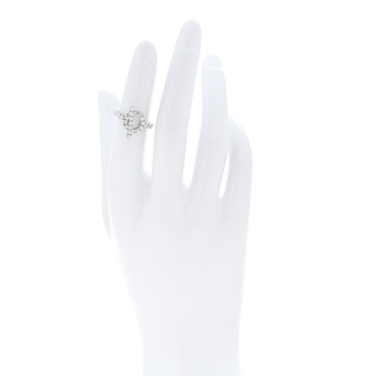 Hermes 18K White Gold Diamond Finesse Ring 49 4.75 2 of 7