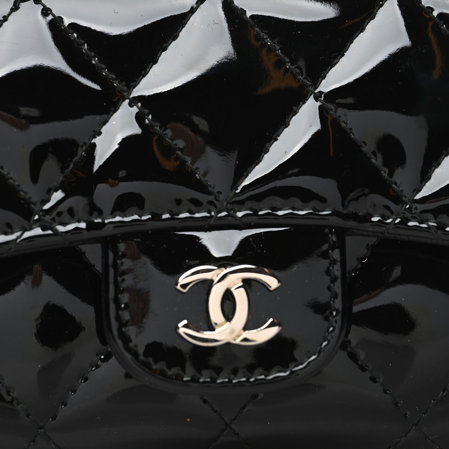Patent Quilted Flap Card Holder Black