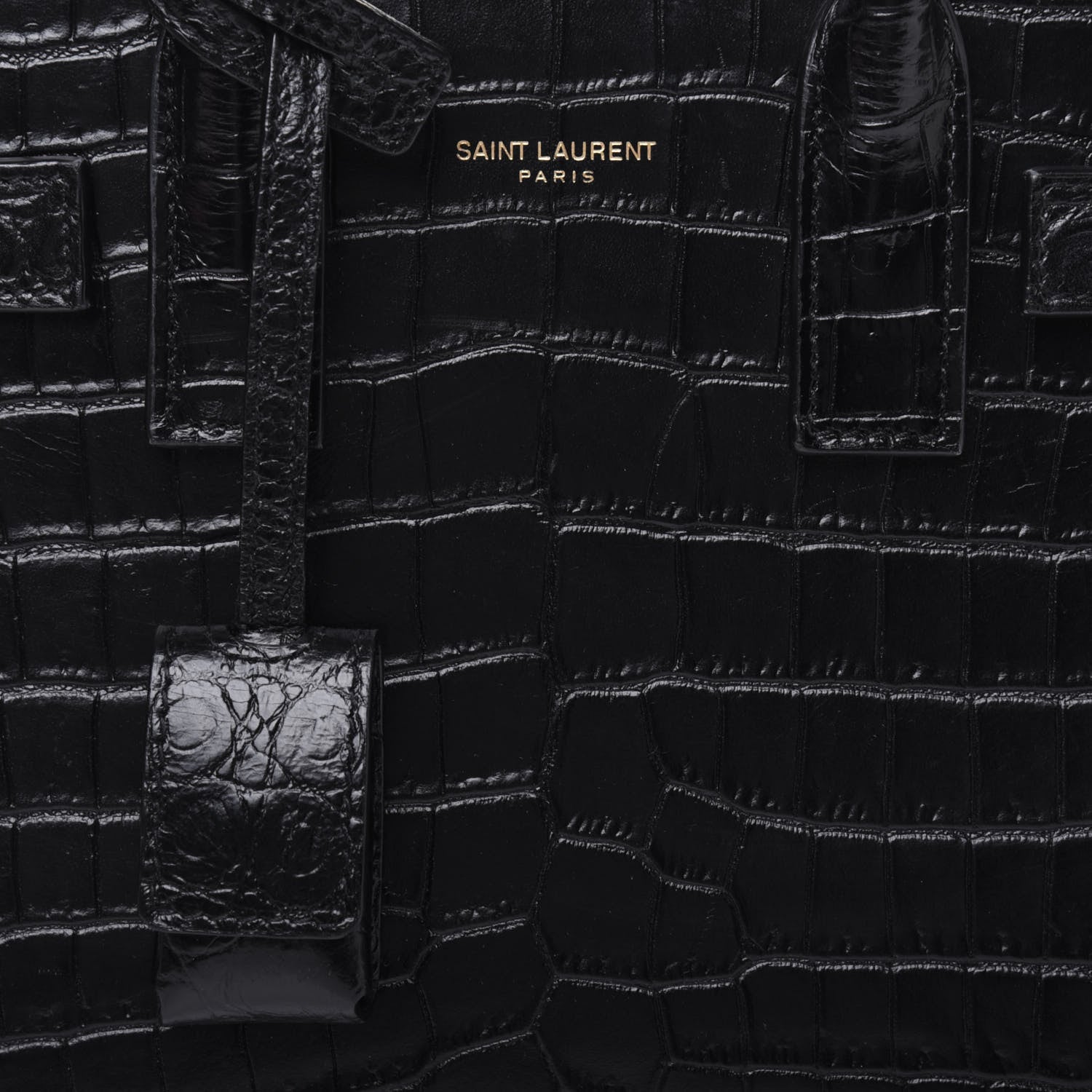 Saint Laurent Calfskin Crocodile Embossed Nano Sac De Jour Black 13 of 15