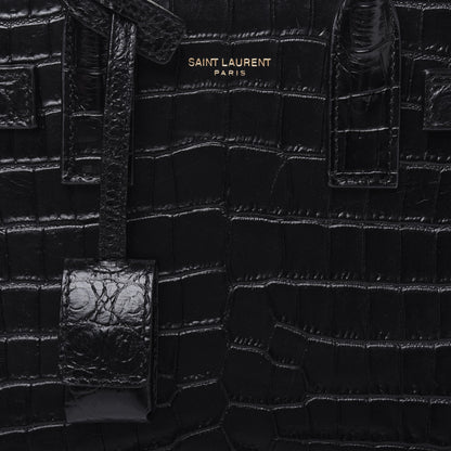 Saint Laurent Calfskin Crocodile Embossed Nano Sac De Jour Black 13 of 15