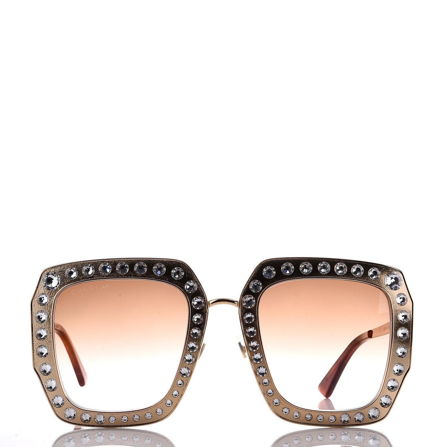 Gucci Metal Acetate Crystal Oversize GG0115S Sunglasses Gold 4 of 9