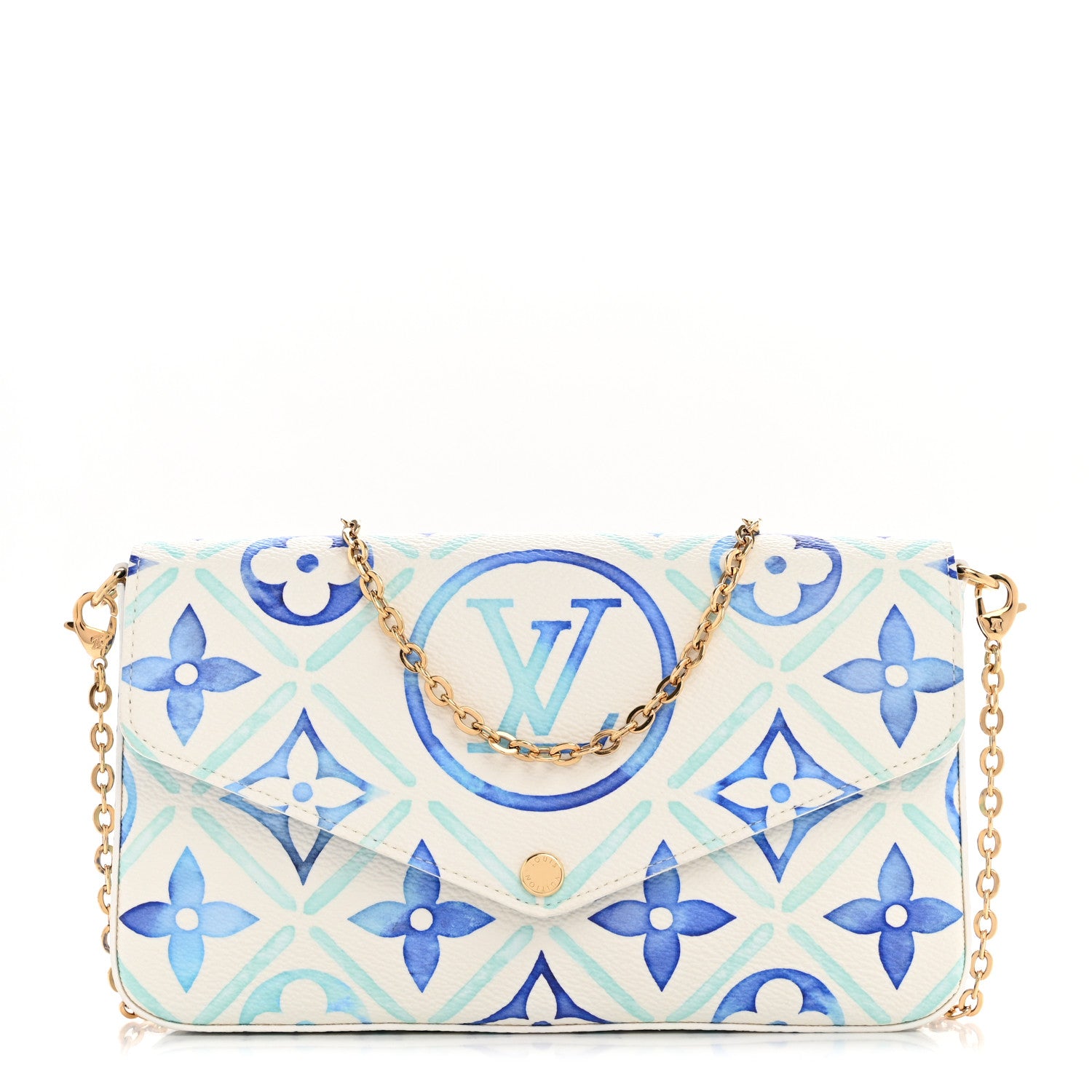 Louis Vuitton Monogram Giant By The Pool 2.0 Felicie Pochette Chain Wallet Lagoon Blue 1 of 11
