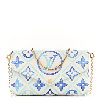 Louis Vuitton Monogram Giant By The Pool 2.0 Felicie Pochette Chain Wallet Lagoon Blue 1 of 11