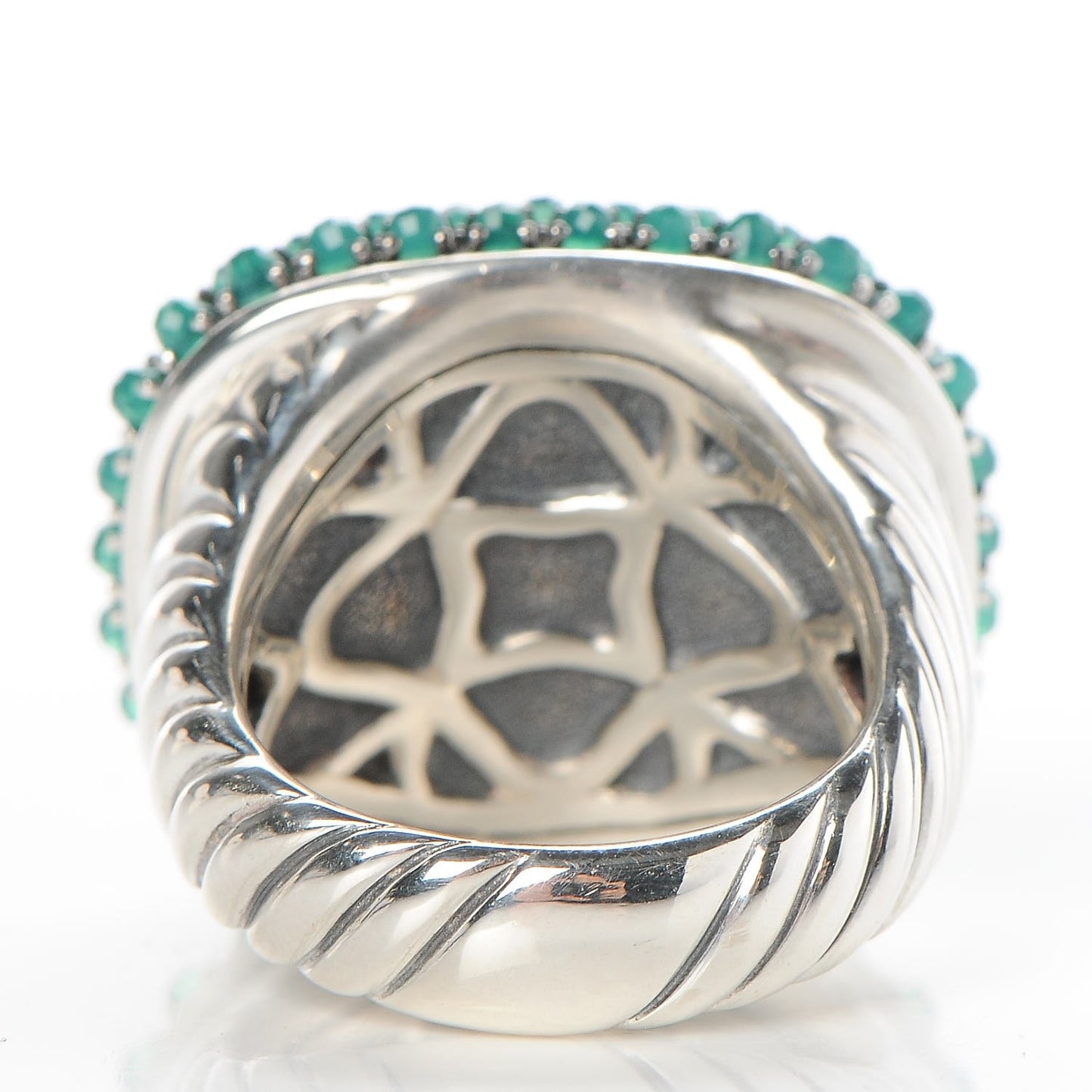 Sterling Silver Green Onyx 18mm Osetra Ring 54 7