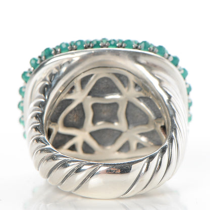 David Yurman Sterling Silver Green Onyx 18mm Osetra Ring 54 7 4 of 5