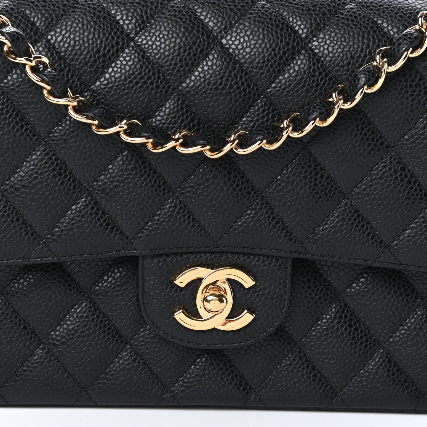 Caviar Quilted Medium Double Flap Black