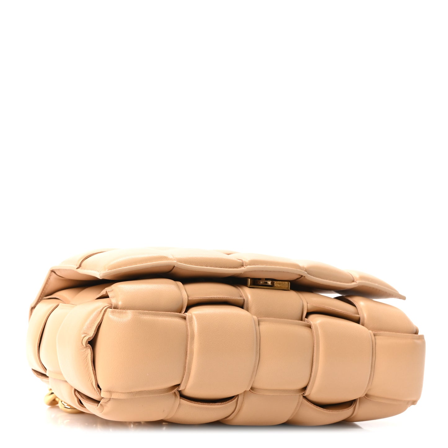 Lambskin Maxi Intreccio Padded Chain Cassette Crossbody Bag Almond
