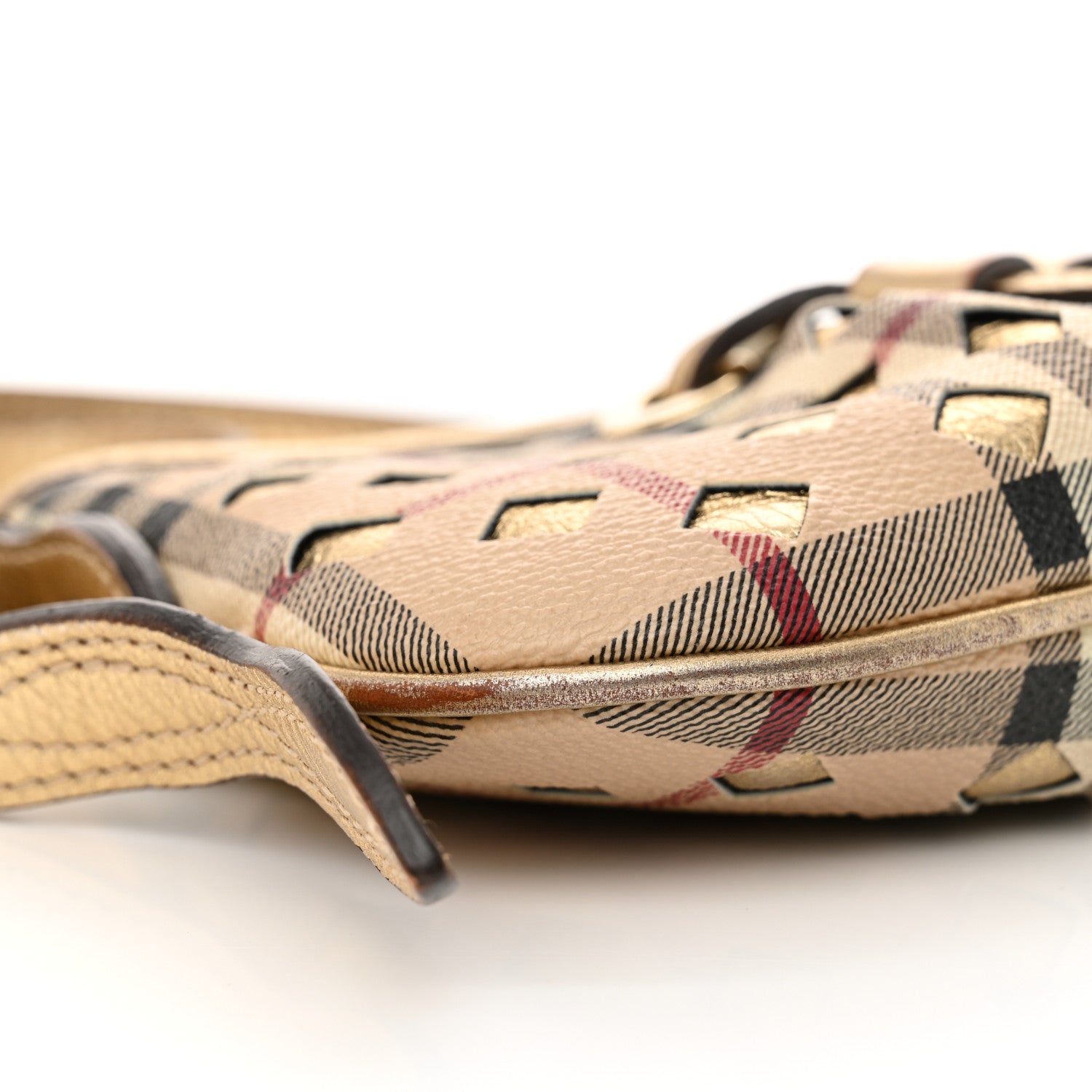 Burberry Haymarket Check Perforated Crossbody Gold 9 of 14