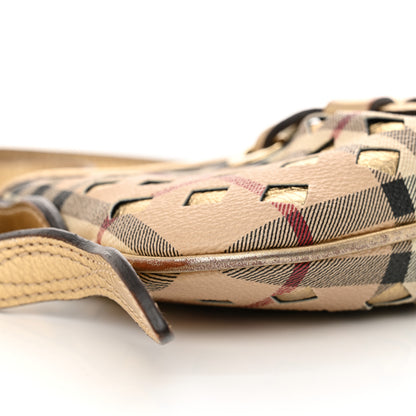 Burberry Haymarket Check Perforated Crossbody Gold 9 of 14