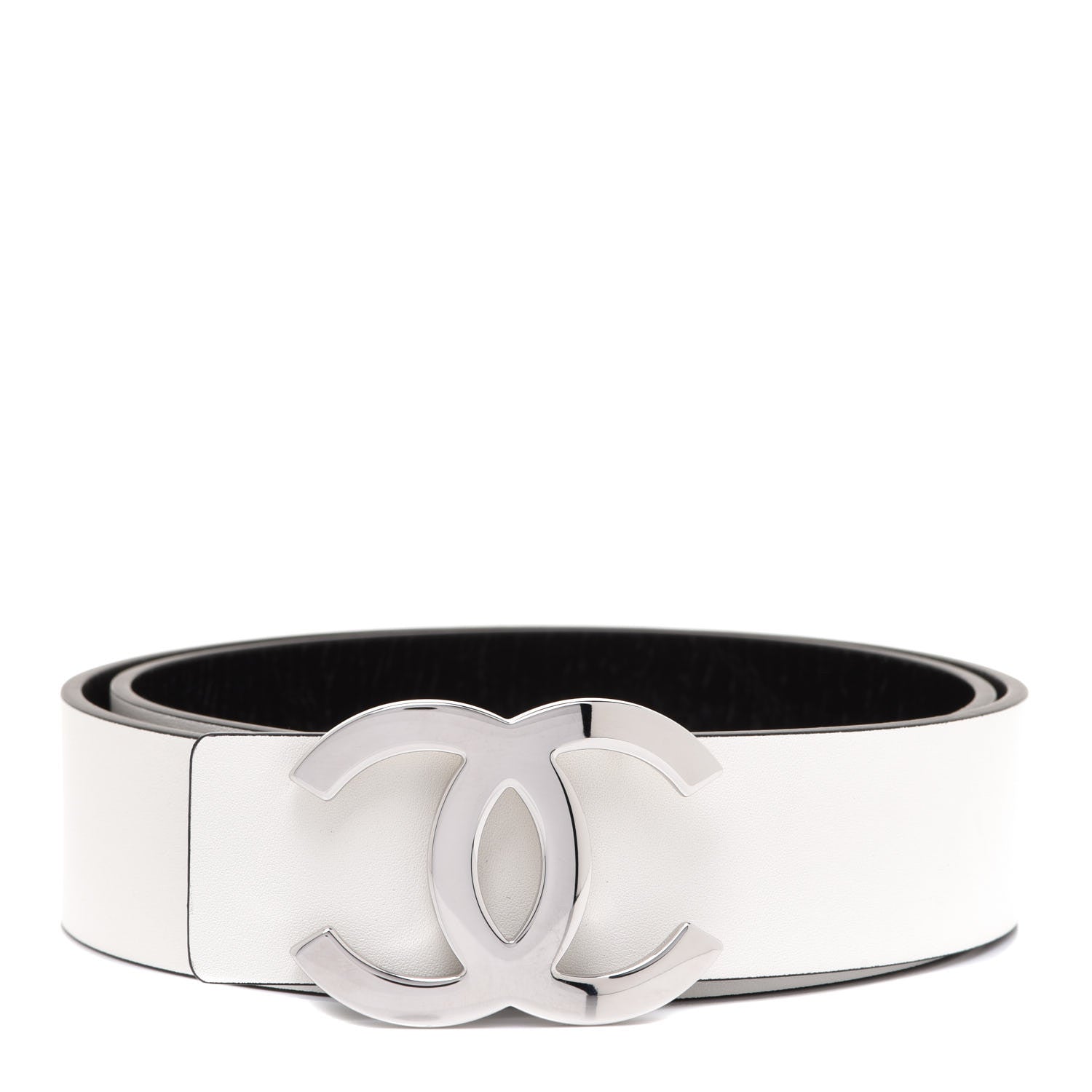 Chanel Calfskin CC Reversible Belt 75 Black White 1 of 6