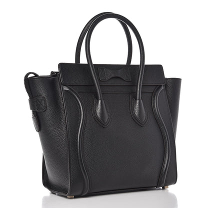 Celine Drummed Calfskin Micro Luggage Black 3 of 10